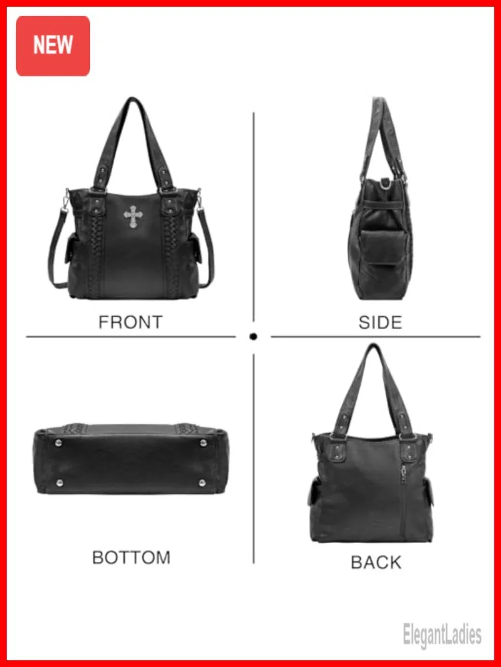 Western Hobo Bag with Crossbody Strap, Faux Leather Tote for Women, Large